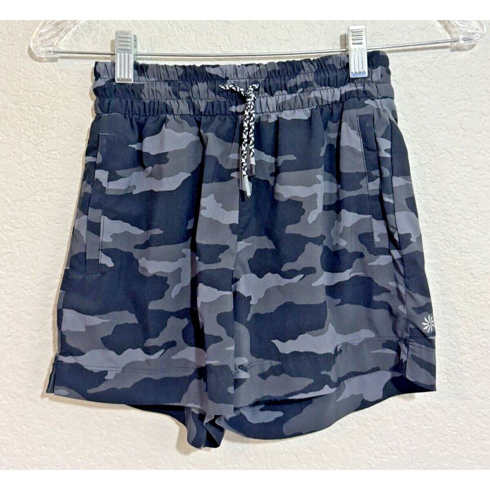 Athleta Girl Play More Shorts Black Camo Excellent Condition Size 8-10 Girls